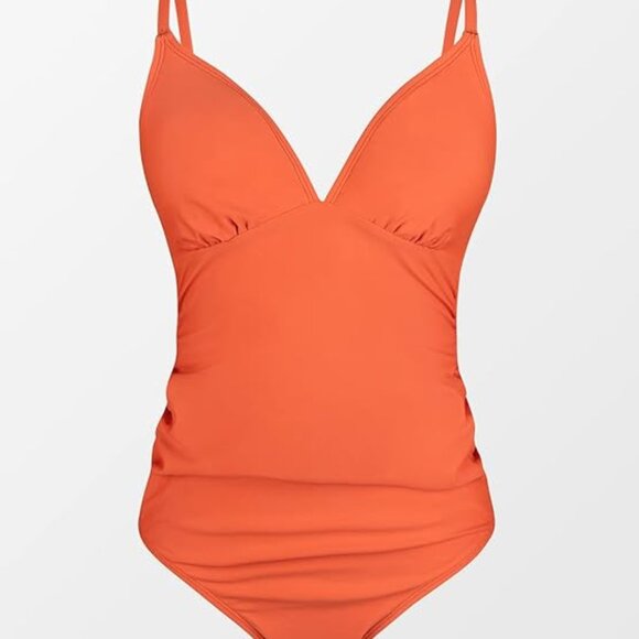 Cupshe - Maternity One Piece Swimsuit - Orange - Medium - Picture 4 of 6
